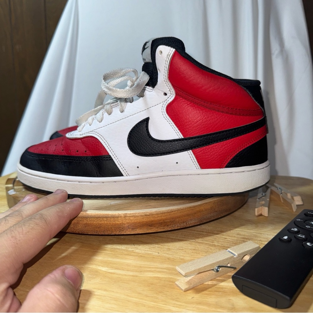 Mens  Size 8.5 Nike Court Vision Mid   Red/white/black  2022 DM1186-600 - Picture 3 of 7